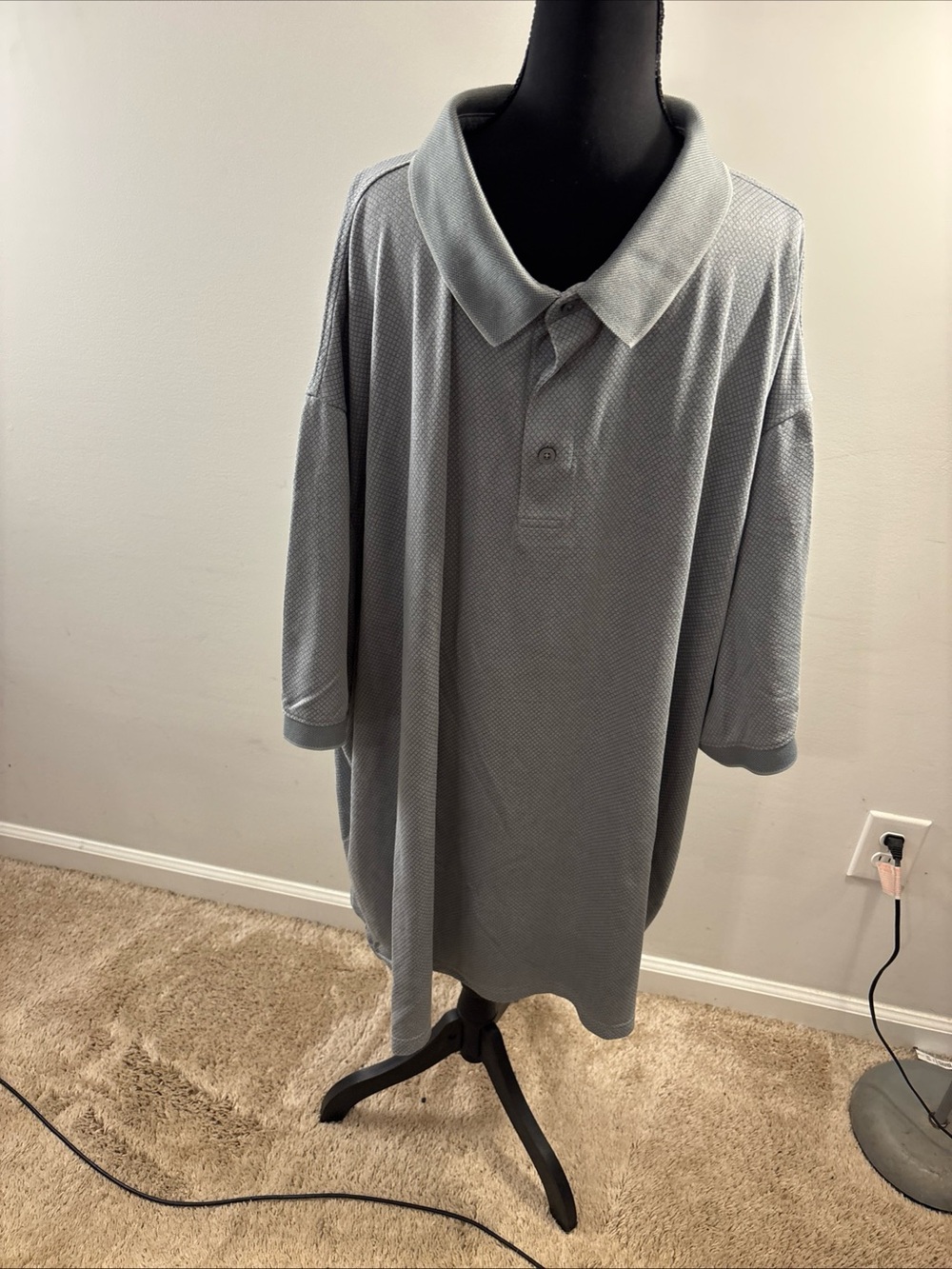 Reebok Men's Light Gray Polo Shirt - Casual Short Sleeve. 6XL. 647